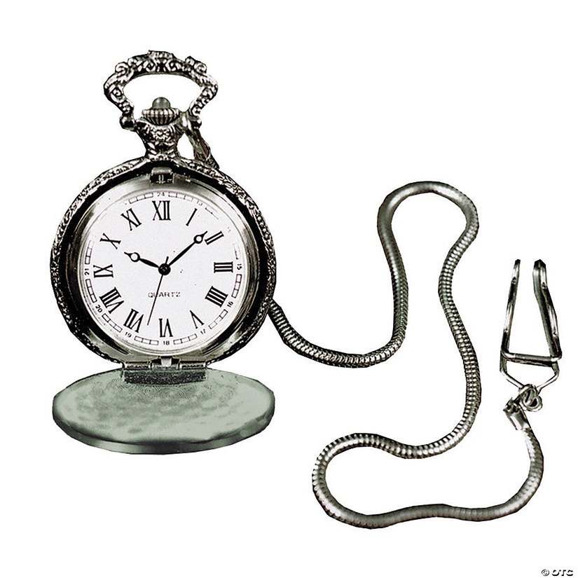 Silvertone Pocket Watch with Chain Image