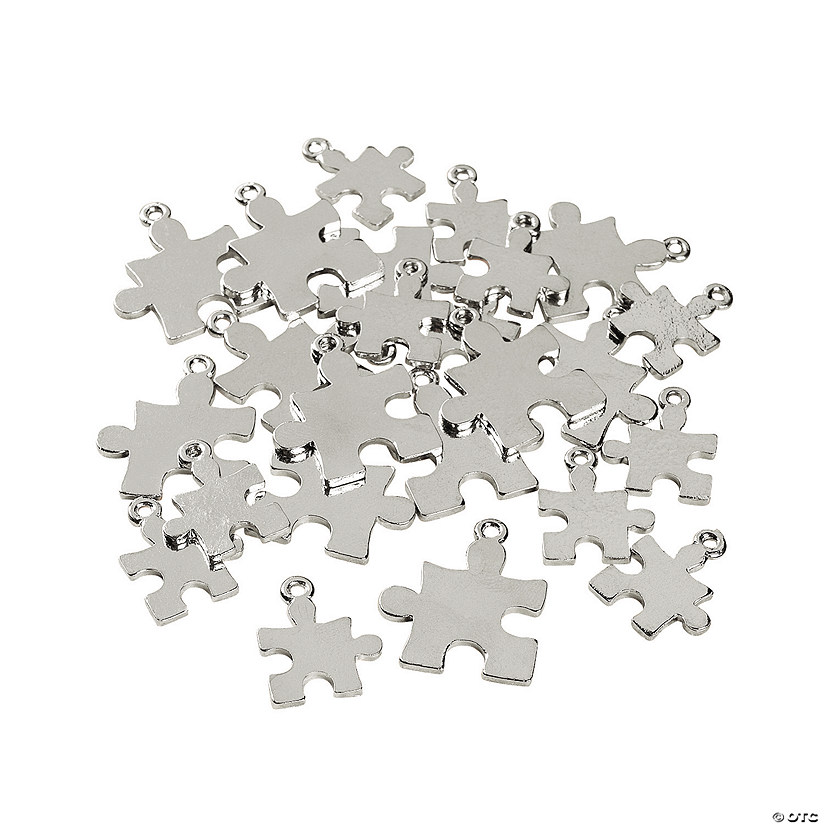 Silvertone Puzzle Piece Charms - 24 Pc. Image