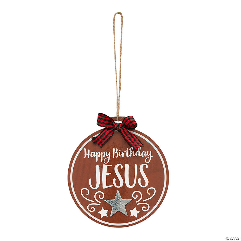 Simple Happy Birthday Jesus Christmas Ornaments - 12 Pc. Image