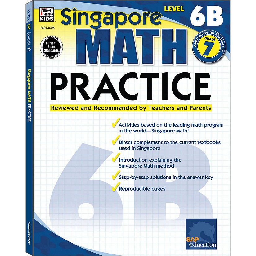 Singapore Math -- Level 6B Math Practice Workbook for 7th Grade, Paperback, Ages 12--13 with Answer Key Image