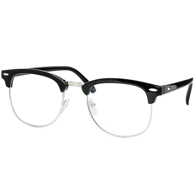 Skeleteen Clear Lens Costume Glasses - Non Prescription Horn Rimmed Fake Club Eyeglasses for Adults and Children Black Image