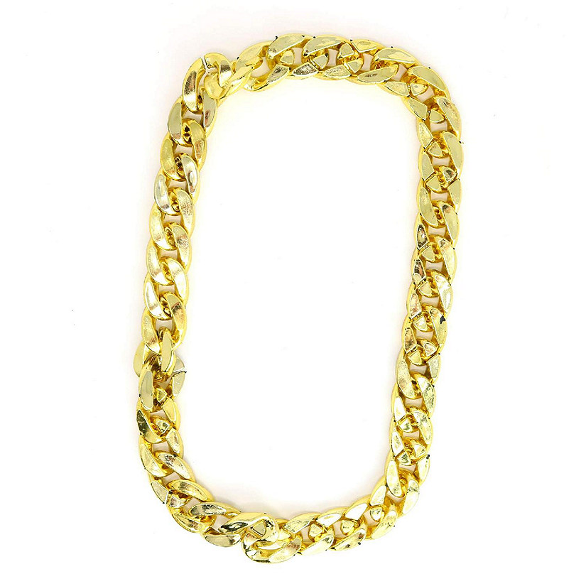Skeleteen Rapper Gold Chain Accessory - 90s Hip Hop Fake Gold Costume Necklace - 1 Piece Image