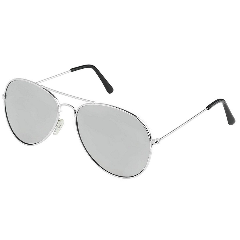 Skeleteen Silver Mirrored Aviator Sunglasses - UV 400 Protection Image