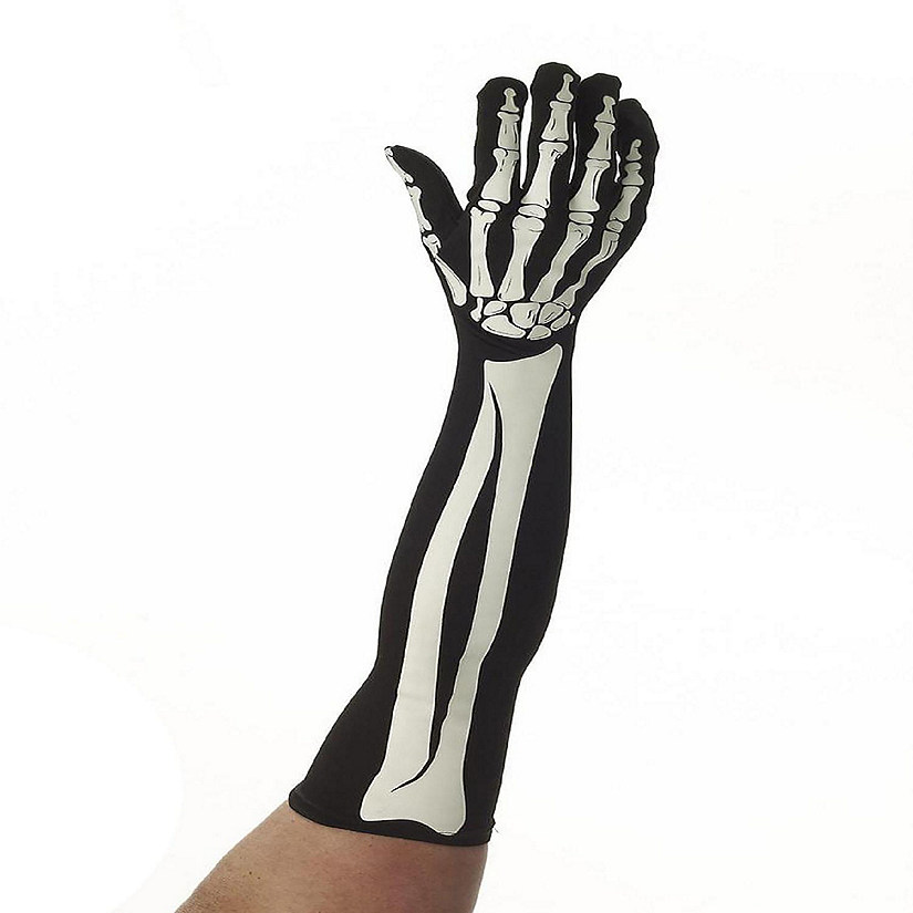 Skeleton Bones Adult Costume Long Gloves Image