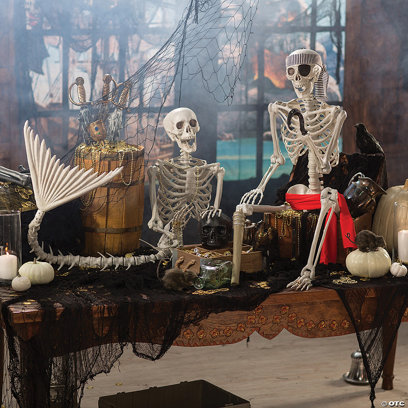 Skeleton Mermaid & Pirate Couple Halloween Decorations Image