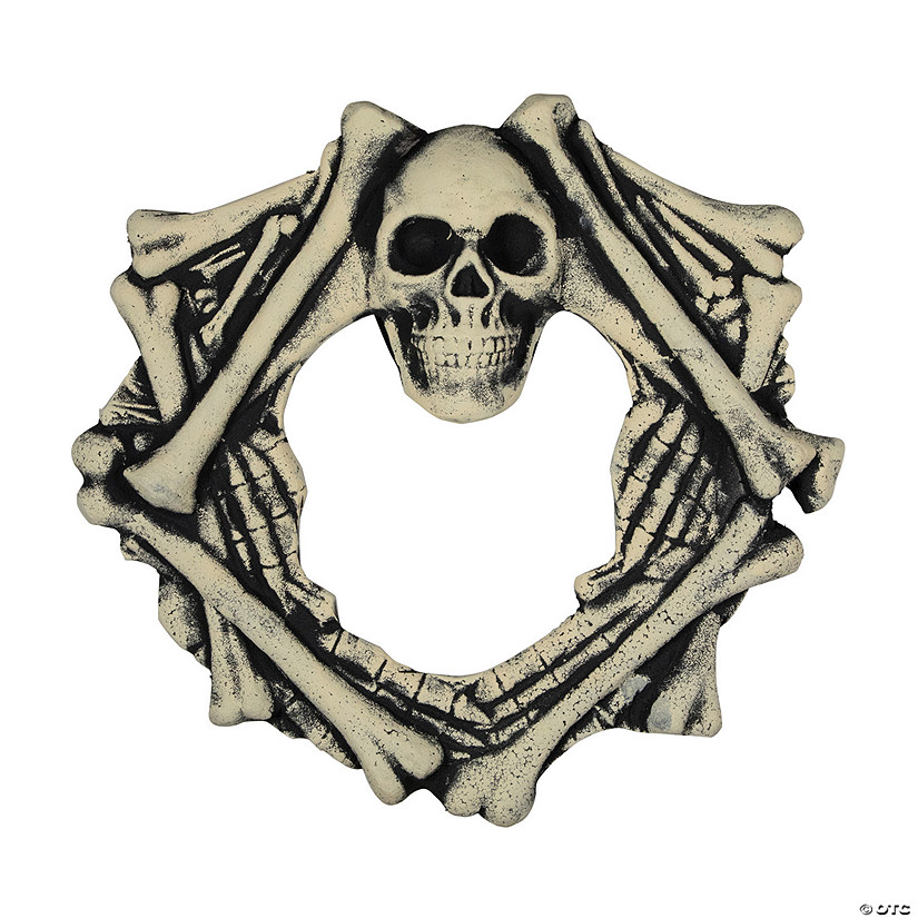 Skull Head and Bones Halloween Wreath - 18"  Unlit Image