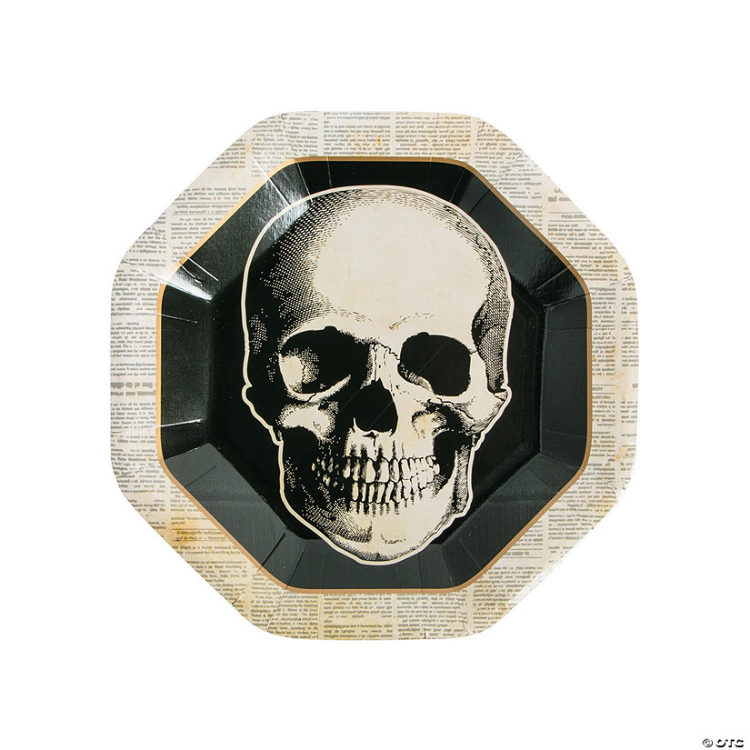 Skull Vintage Halloween Paper Dinner Plates - 8 Ct. Image