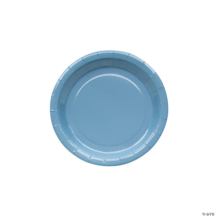 Slate Blue Round Paper Dessert Plates - 24 Ct. Image
