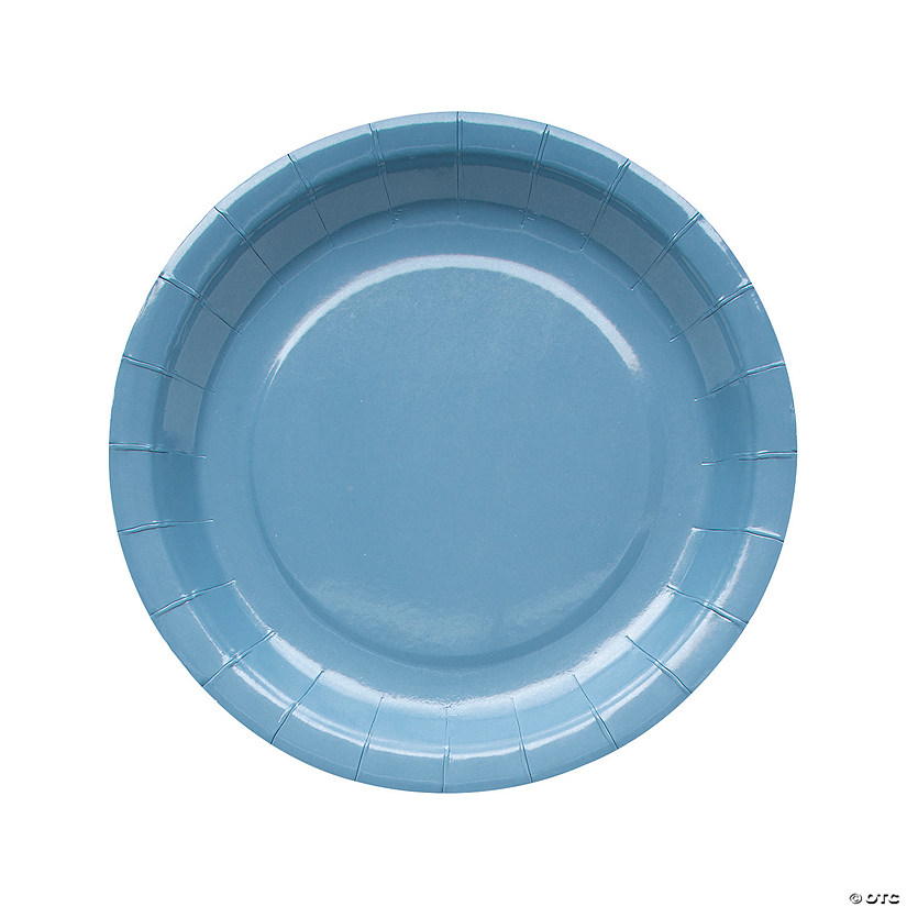 Slate Blue Round Paper Dinner Plates - 24 Ct. Image