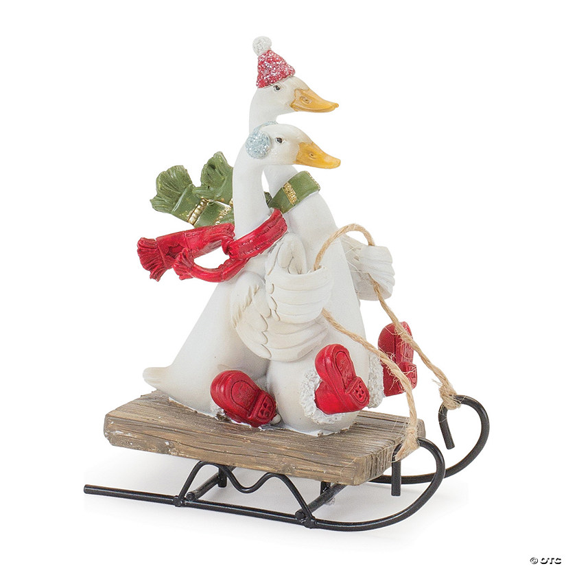 Sledding Holiday Goose Figurine (Set Of 4) 5.25"H Resin Image