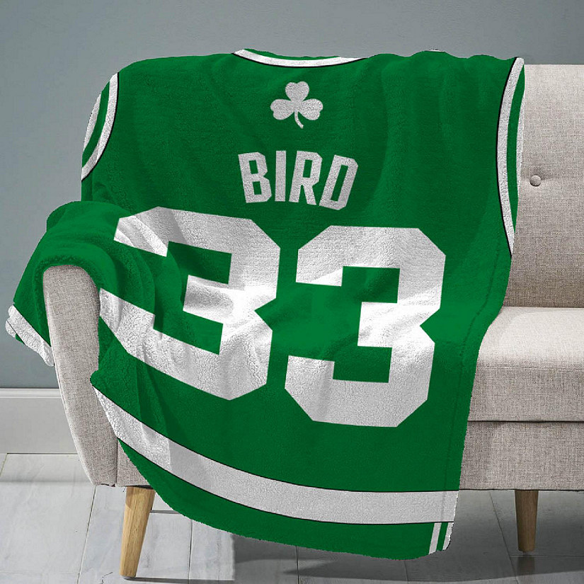 Sleep Squad Boston Celtics Larry Bird 60&#8221; x 80&#8221; Raschel Plush Blanket &#8211; An NBA Jersey Throw Image