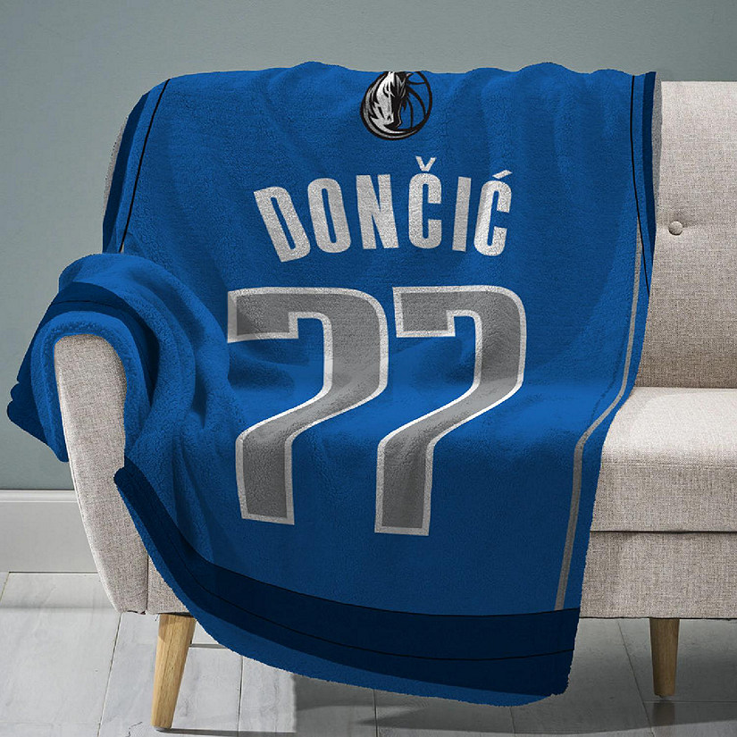 Sleep Squad Dallas Mavericks Luka Doncic 60&#8221; x 80&#8221; Raschel Plush Blanket &#8211; An NBA Jersey Throw Image
