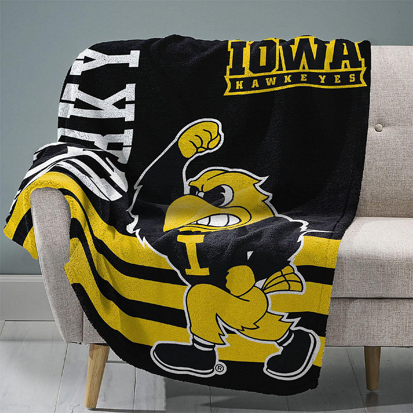 Sleep Squad Iowa Hawkeyes Herky the Hawk 60IN x 80IN Raschel Plush Blanket &#8211; A Collegiate Mascot Throw Image
