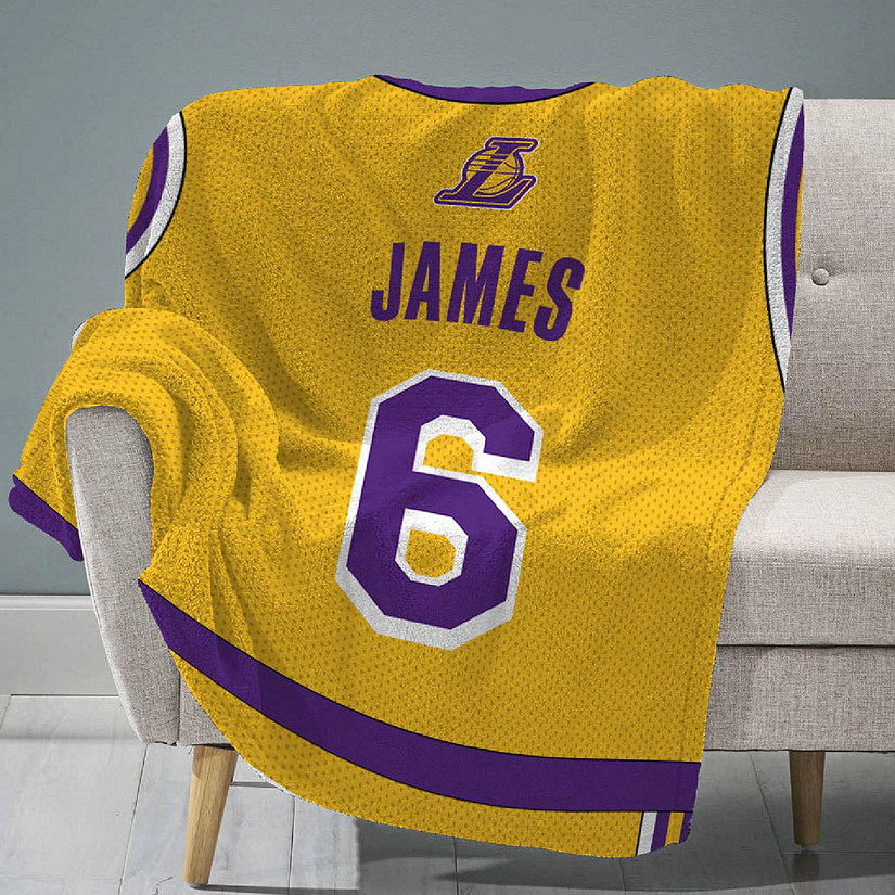 Sleep Squad Los Angeles Lakers LeBron James 60&#8221; x 80&#8221; Raschel Plush Blanket &#8211; An NBA Jersey Throw Image