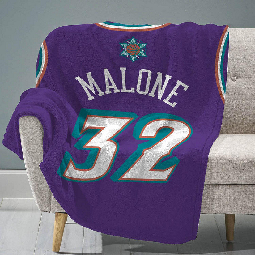 Sleep Squad Utah Jazz Karl Malone 60&#8221; x 80&#8221; Raschel Plush Blanket &#8211; An NBA Jersey Throw Image