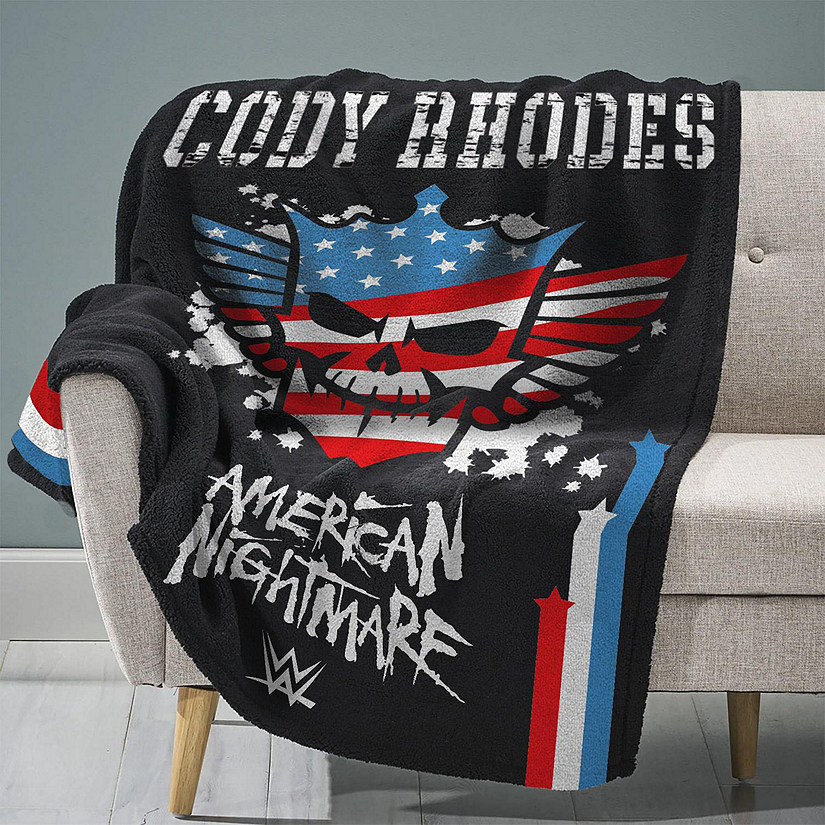 Sleep Squad WWE Cody Rhodes American Nightmare 60&#8221; x 80&#8221; Raschel Plush Blanket &#8211;Wrestling Legend Super-Soft Throw Image