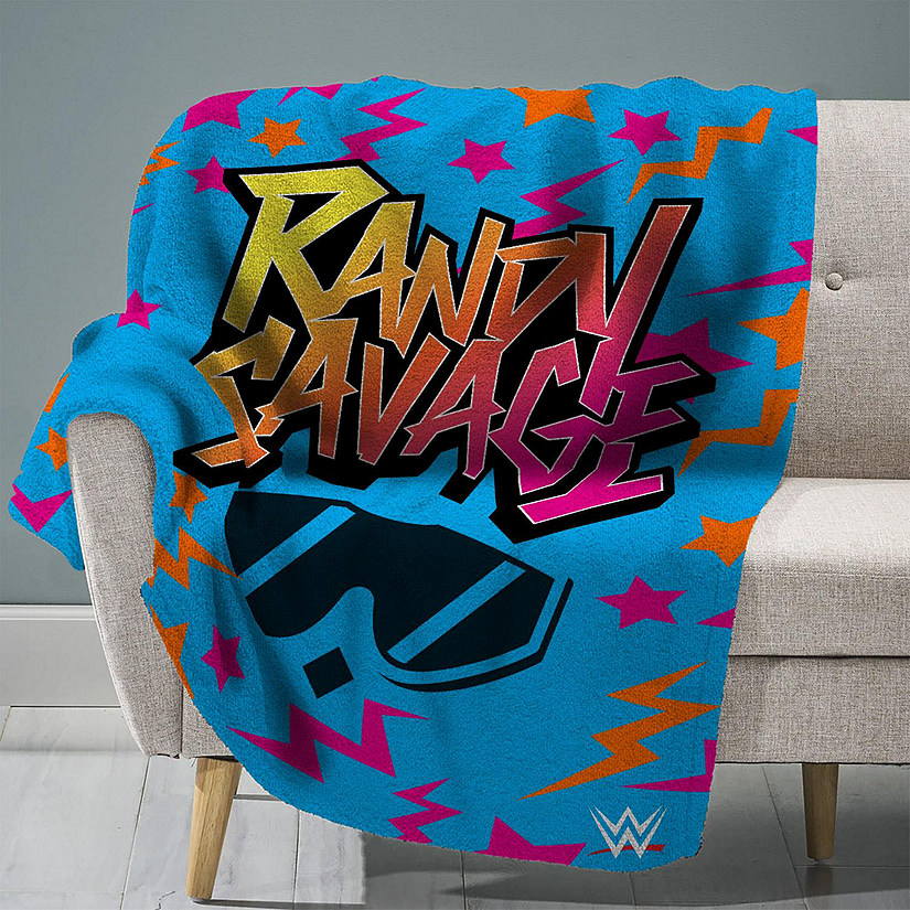 Sleep Squad WWE Randy Savage 60&#8221; x 80&#8221; Raschel Plush Blanket &#8211;Wrestling Legend Super-Soft Throw Image