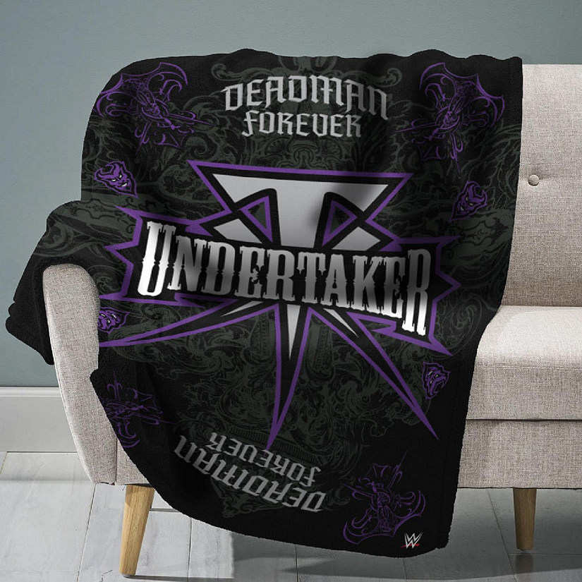 Sleep Squad WWE The Undertaker 60&#8221; x 80&#8221; Raschel Plush Blanket &#8211;Wrestling Legend Super-Soft Throw Image