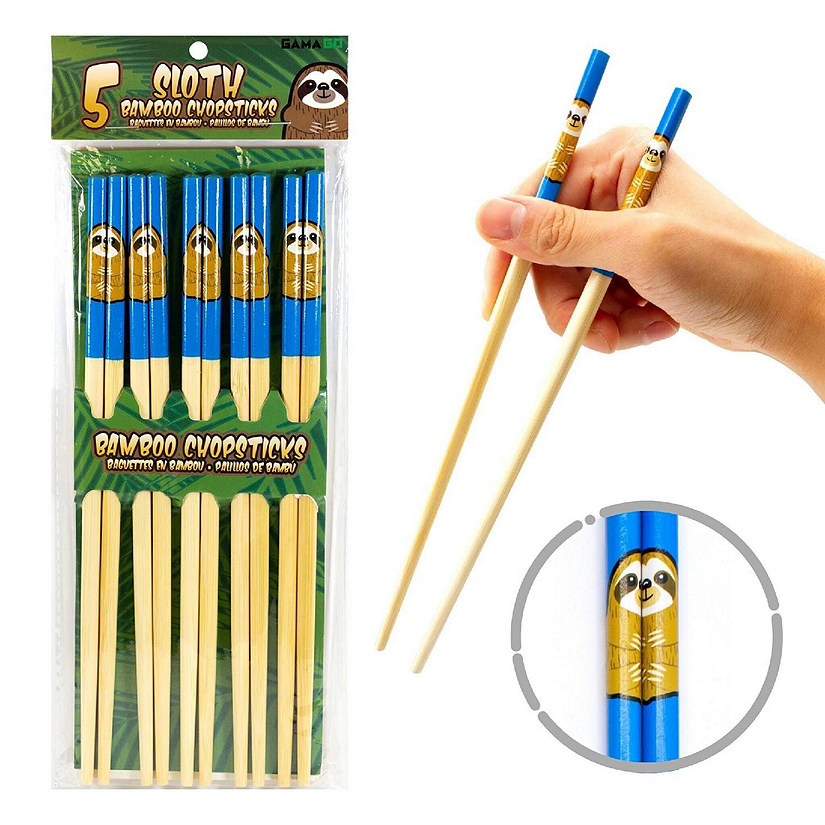 Sloth Bamboo Chopstick Set of 5 Image