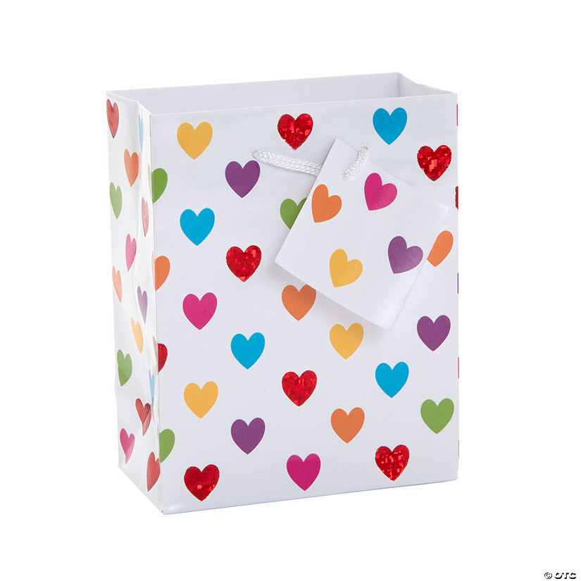 Small Foil Hearts Gift Bags - 12 Pc. Image