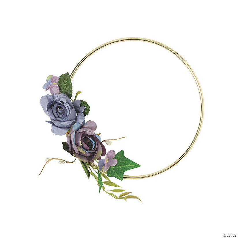Small Gold Hoop Decoration with Purple Floral Accents Image