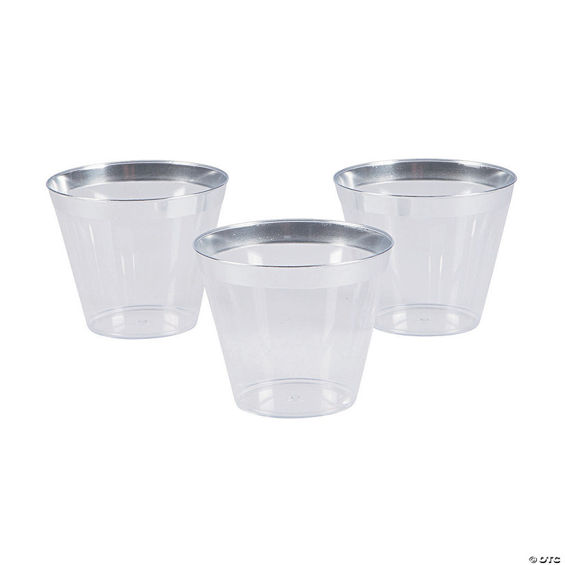 Small Plastic Cups with Silver Trim - 24 Pc. Image