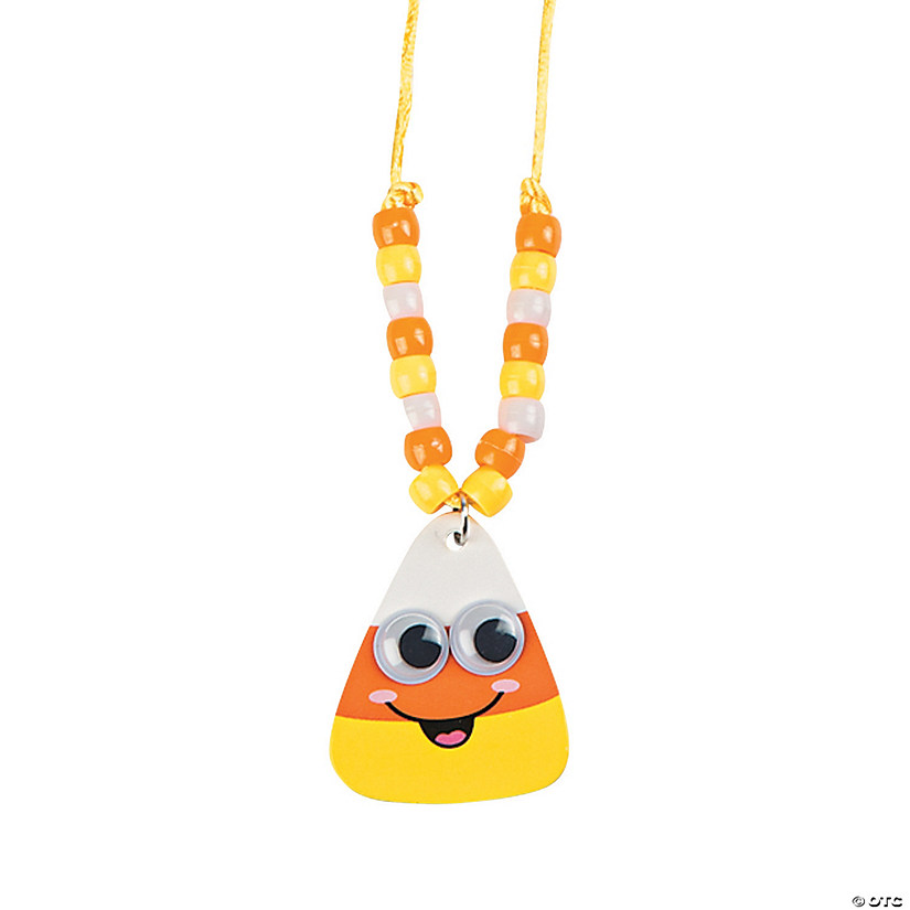 Smile Face Candy Corn Beaded Necklace Craft Kit - Makes 12 Image