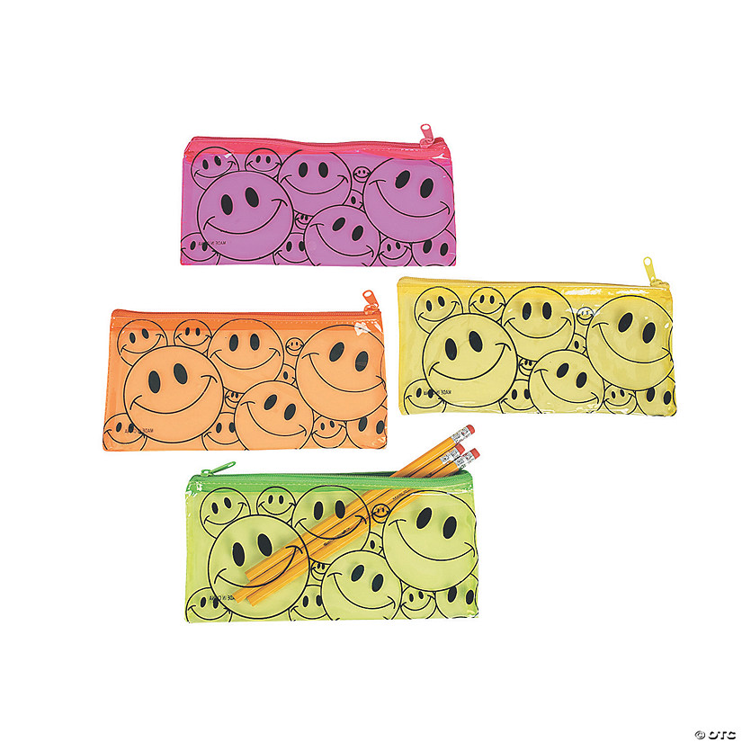 Smile Face Pencil Cases - 12 Pc. Image