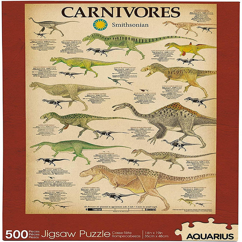 Smithsonian Carnivore Dinosaurs 500 Piece Jigsaw Puzzle Image