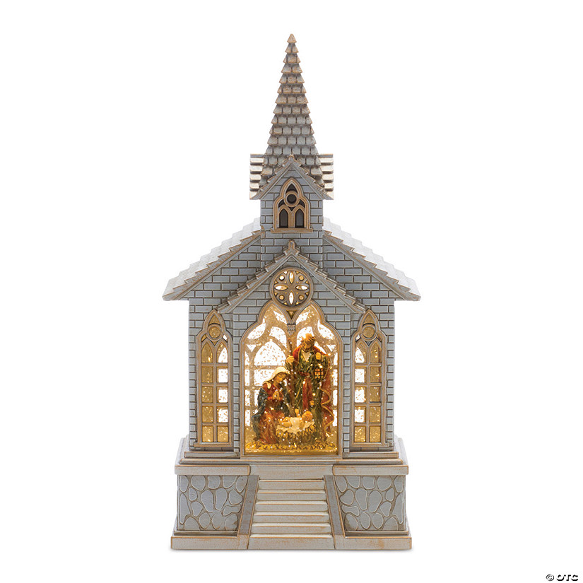 Snow Globe Church & Holy Family 11.25"H Plastic 6 Hr Timer 3Aa Batteries Not Included Or Usb Cord Included Image