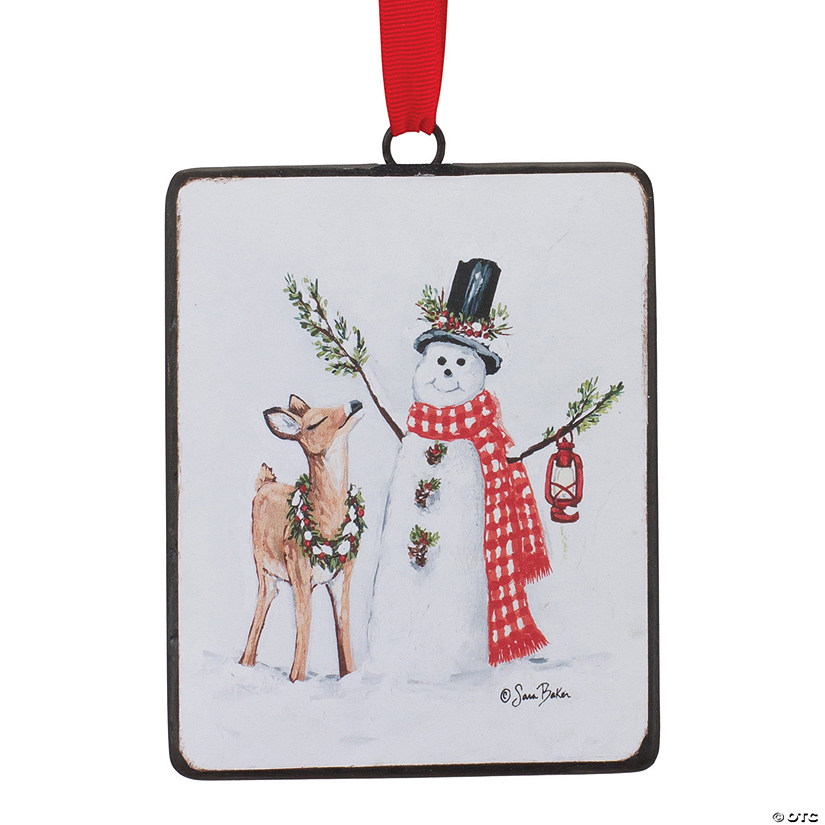 Snowman And Deer Ornament (Set Of 12) 5.25"H Iron Image