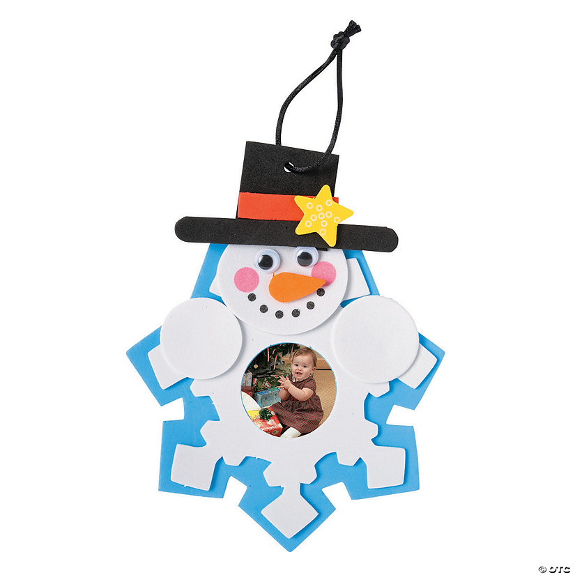 Snowman & Snowflake Picture Frame Christmas Ornament Craft Kit - Makes 12 Image