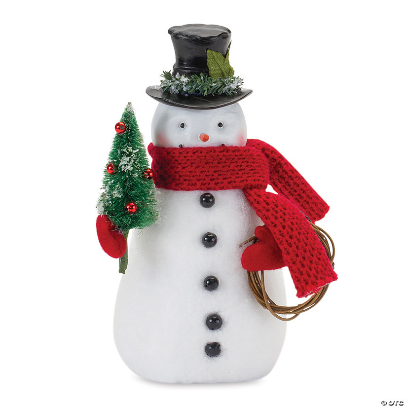 Snowman Figurine With Pine Tree 9"H Foam/Polyester Image