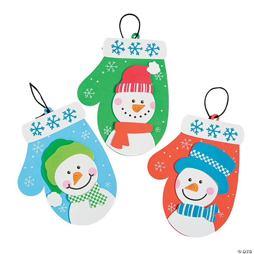 Snowman Mitten Christmas Ornament Craft Kit - Makes 12 Image