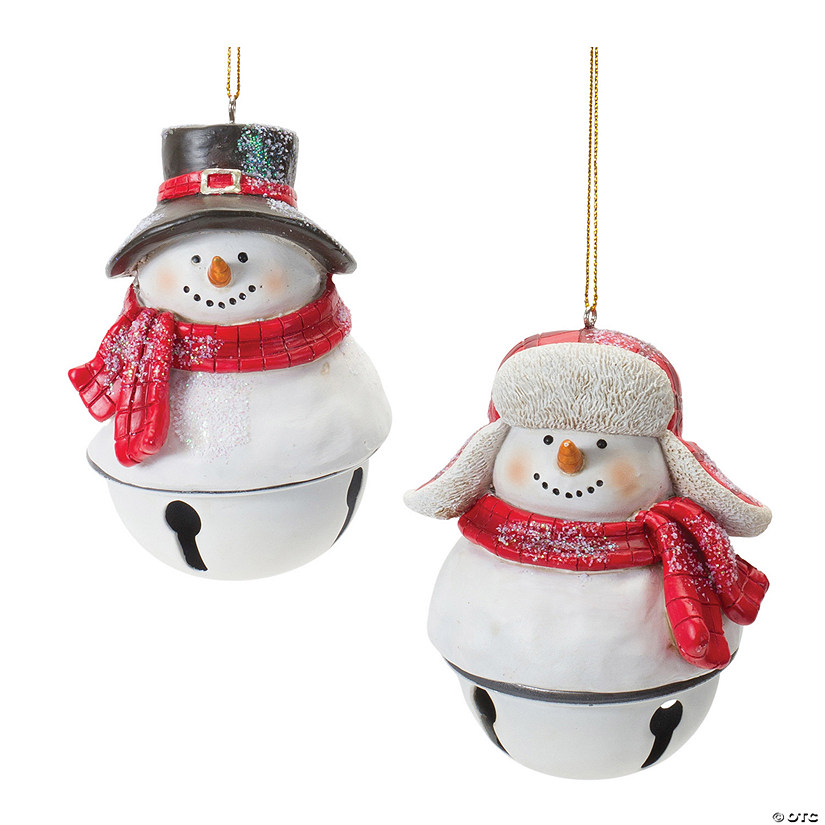 Snowman Sleigh Bell Ornament (Set Of 12) 4.5"H Resin Image