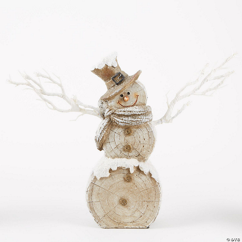Snowman Statue With Twig Lights 18X3X15.25" Image