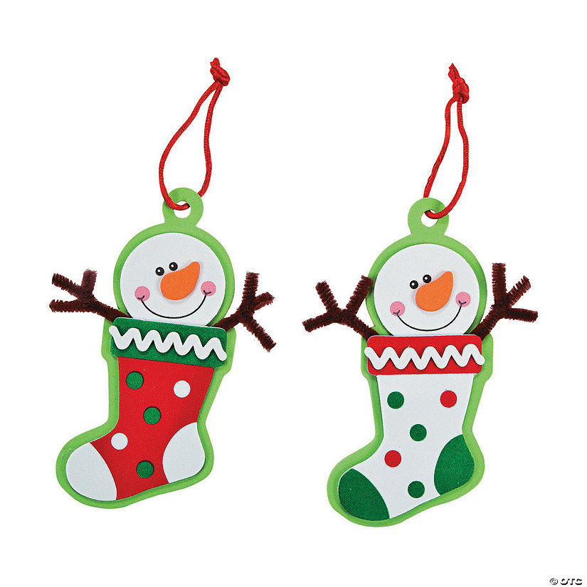 Snowman Stocking Christmas Ornament Craft Kit - Makes 12 Image