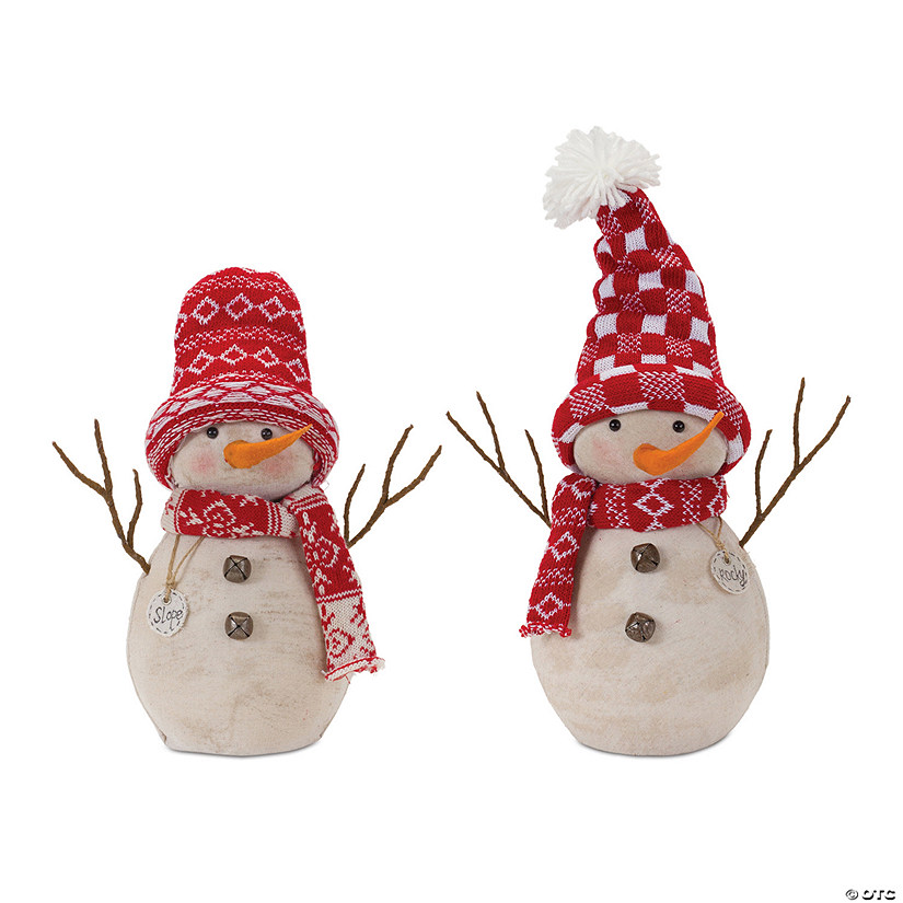 Snowman With Hat And Scarf (Set Of 2) 12.25"H, 15.25"H Foam/Fabric Image