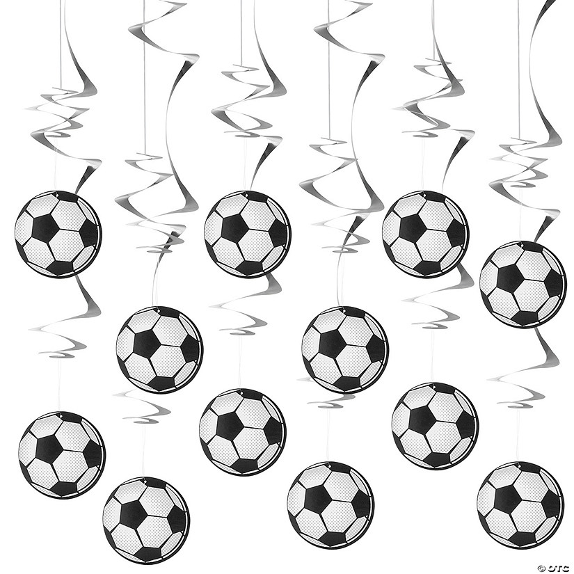 Soccer Hanging Swirl Decorations - 12 Pc. Image