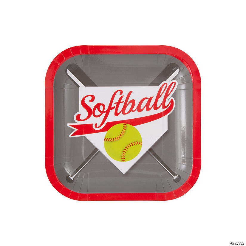 Softball Dessert Paper Plate - 8 Pc. Image