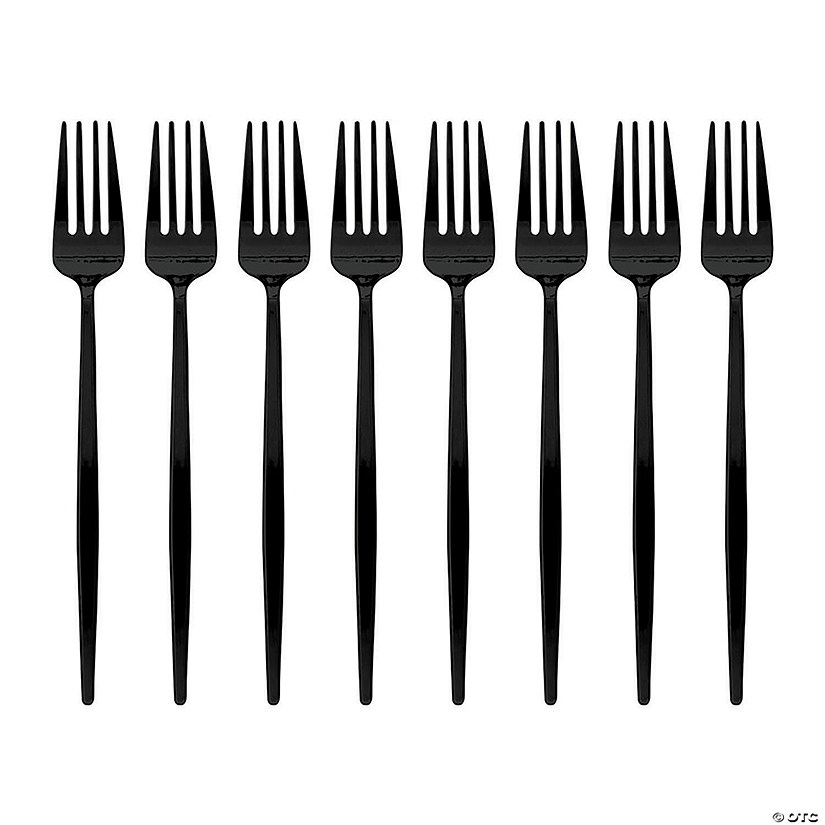 Solid Black Moderno Disposable Plastic Dessert Forks (180 Forks) Image