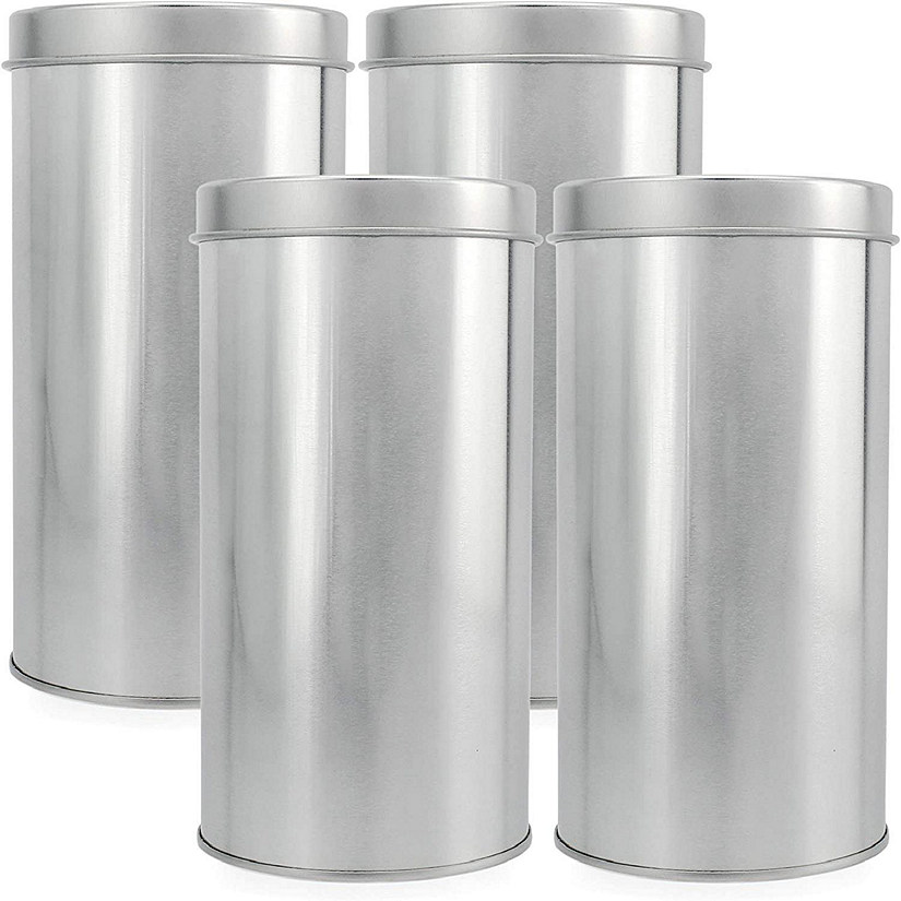 Solstice Double Seal Tea Canisters (4-Pack, Large); Round Metal Containers with Interior Seal Lid Image