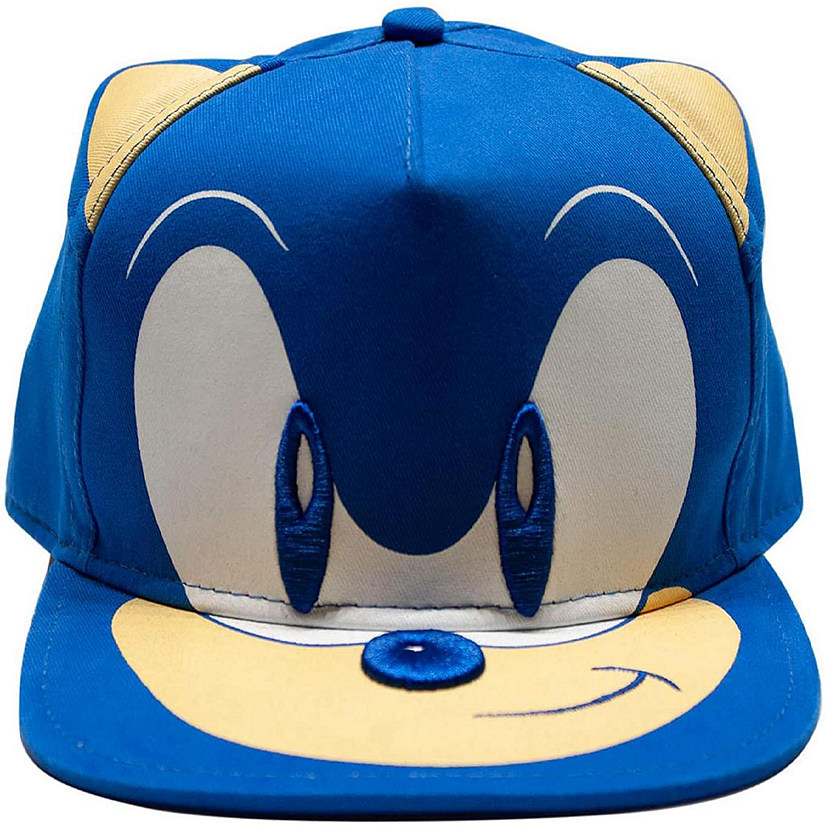 Sonic the Hedgehog Embroidered Face Snapback Hat  One Size Image
