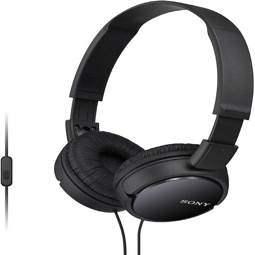 Sony ZX Series Wired On-Ear Headphones with Mic, Black MDR-ZX110AP Image