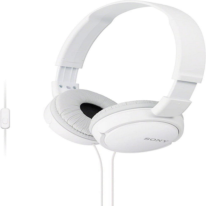 Sony ZX Series Wired On-Ear Headphones with Mic, White MDR-ZX110AP Image