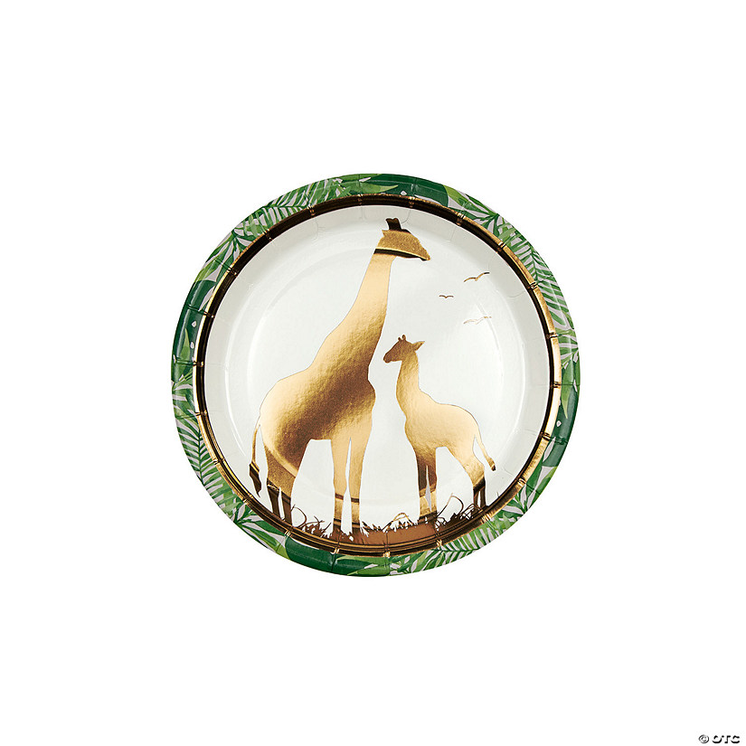 Sophisticated Safari Giraffe Iridescent Paper Dessert Plates - 8 Ct. Image