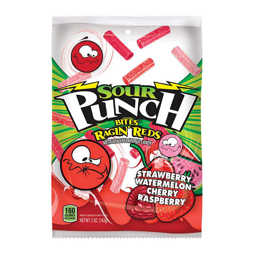 Sour Punch 9015318 5 oz Bites Assorted Ragin Reds Candy - Case of 12 Image