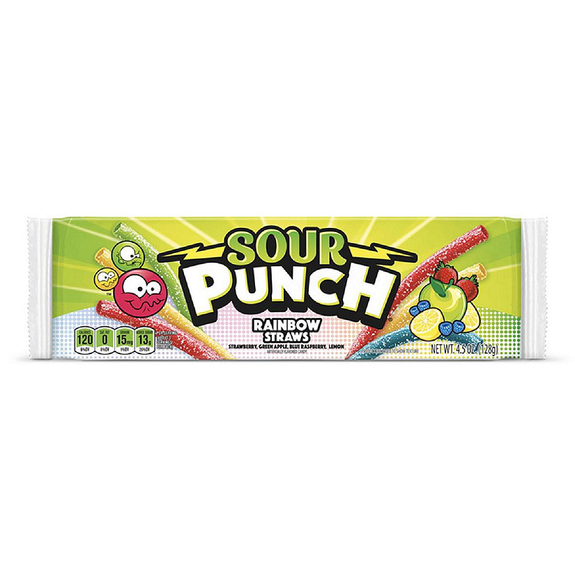 Sour Punch 9073641 4.5 oz Punch Rainbow Straws Candy - Pack of 24 Image