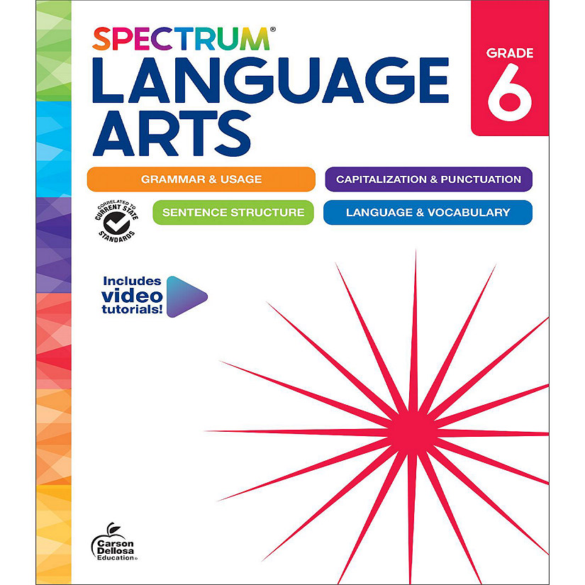 Spectrum 6th Grade Language Arts Workbook, Covering Punctuation, Capitalization, Sentence Structure, English Grammar, Vocabulary, Language Arts Curriculum Image