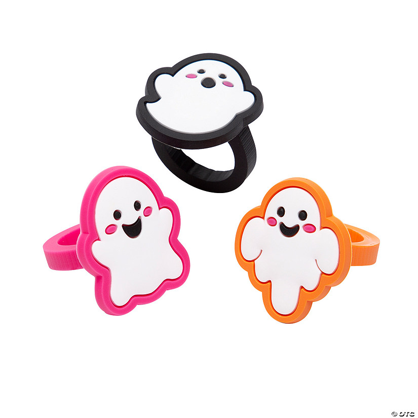 Spooky Fun Ghost Silicone Rings - 24 Pc. Image